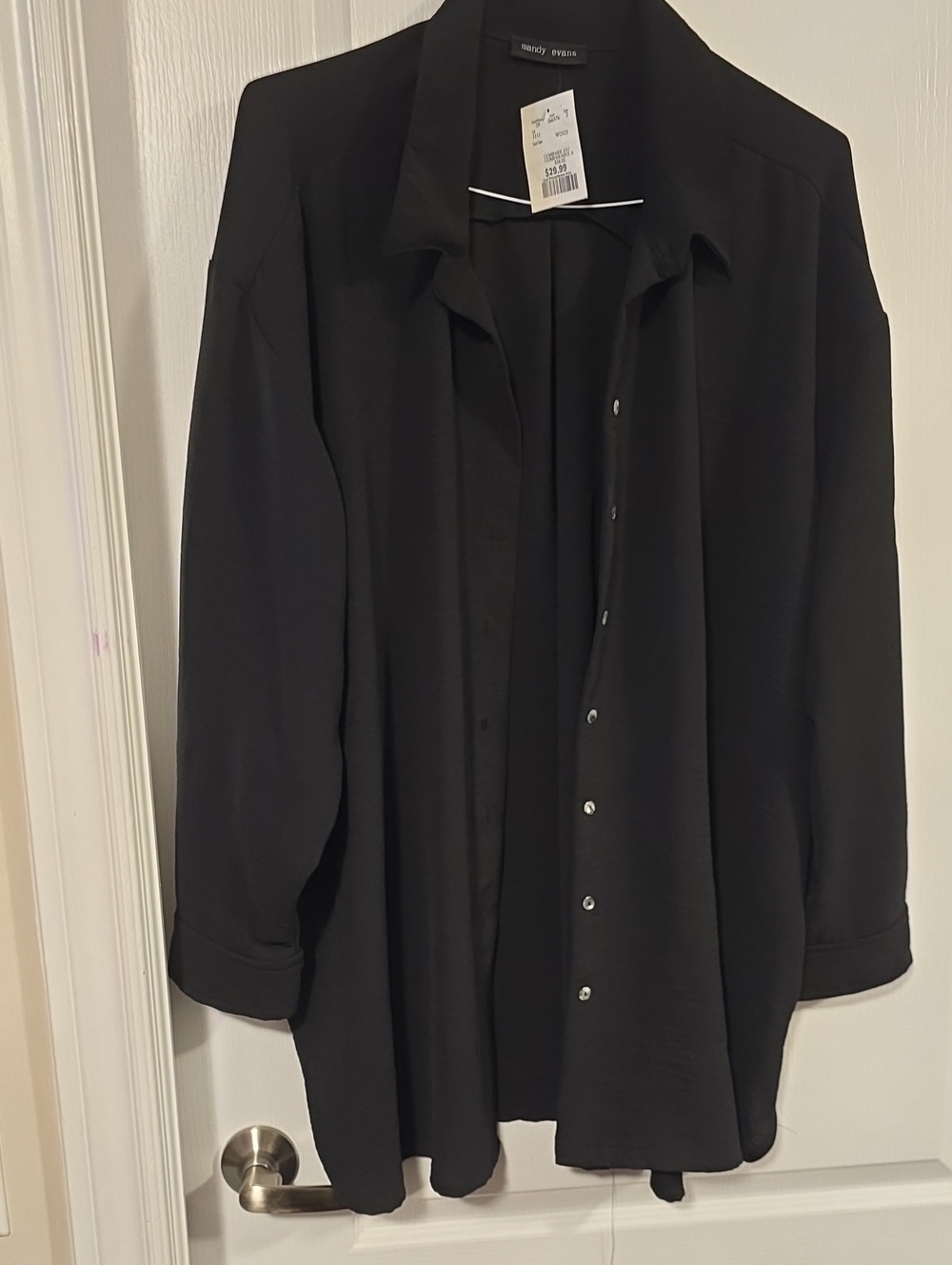 Xxl - Wendy Sewell Black Button-Down Shirt - Relaxed Women's Top - Picture 1 of 3